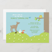 Invitation Bébé Animal Woodland (Devant / Derrière)