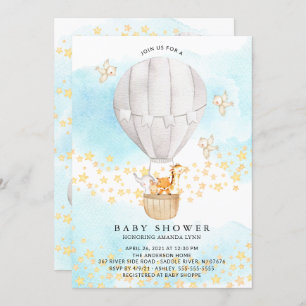 Invitation Bébé Animaux à air chaud Baby shower neutre
