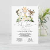 Invitation Bébé Animaux avec Masque Baby shower par courrier (Debout devant)