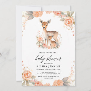 Invitation Bébé Animaux et Baby shower de fleurs