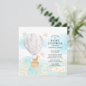 Invitation Bébé Animaux Hot Air Balloon Baby shower à tour (Debout devant)