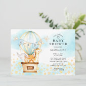 Invitation Bébé Animaux Hot Air Balloon Bébé Garçon Douche (Debout devant)