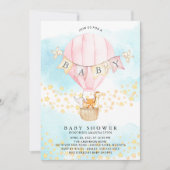 Invitation Bébé Animaux Hot Air Balloon Bébé Garçon Douche (Devant)