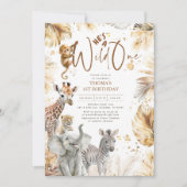Invitation Bébé Animaux Jungle Safari Sauvage Un 1er annivers (Devant)