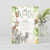 Invitation Bébé Animaux Jungle Safari Sauvage Un 1er annivers (Debout devant)