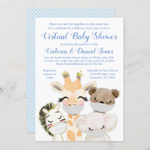 Invitation Bébé Animaux Mask Drive Par Covid Baby shower