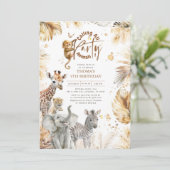 Invitation Bébé Animaux Sauvage Jungle Safari Mignonne Amusan (Debout devant)