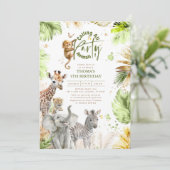 Invitation Bébé Animaux Sauvage Jungle Safari Mignonne Amusan (Debout devant)