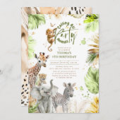 Invitation Bébé Animaux Sauvage Jungle Safari Mignonne Amusan (Devant / Derrière)
