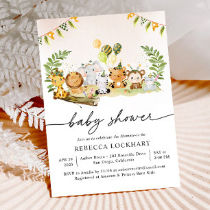 Invitation Bébé Animaux sauvages Jungle Girl Baby shower