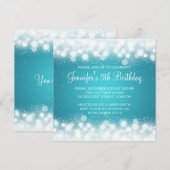 Invitation Bébé / Anniversaire de enfant Magie Parkle Turquoi (Devant / Derrière)