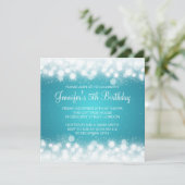 Invitation Bébé / Anniversaire de enfant Magie Parkle Turquoi (Debout devant)