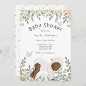 Invitation Bébé aquarelle Baby shower de typographie florale  (Devant / Derrière)