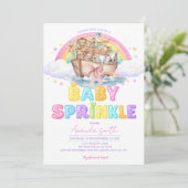 Invitation Bébé Arc de Noé Sprinkle Glitter Arc-en-ciel (Debout devant)