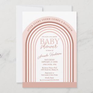 Invitation Bébé Arc-en-ciel Fille Teint Rose Baby Shower