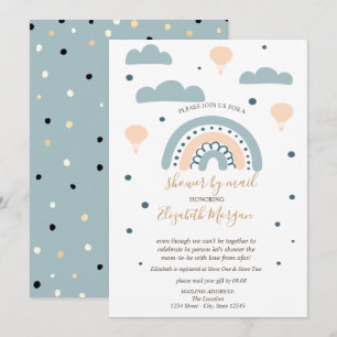 Invitation Bébé Arc-en-ciel, Nuages, Points Cadeaux par la Po