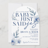 Invitation Bébé arqué vient de dire oui Blanc Fleurs Engageme (Devant)