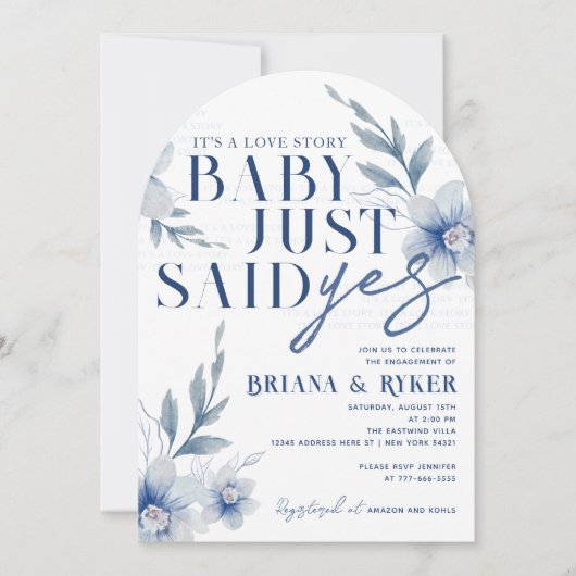 Invitation Bébé arqué vient de dire oui Fleurs blanches Maria (Devant)