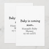 Invitation Bébé arrive bientôt nom date de la baby shower mac (Devant / Derrière)