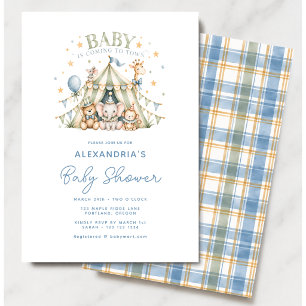 Invitation Bébé arrive en ville Fête de bébé cirque vintage