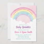 Invitation Bébé arroses Pastel Baby shower arc-en-ciel (Devant)
