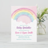 Invitation Bébé arroses Pastel Baby shower arc-en-ciel (Debout devant)