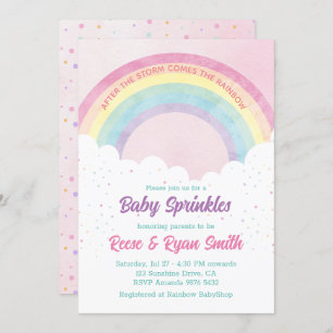 Invitation Bébé arroses Pastel Baby shower arc-en-ciel