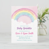 Invitation Bébé arroses Pastel Baby shower arc-en-ciel (Debout devant)