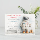 Invitation Bébé astronaute 1er anniversaire fête (Debout devant)