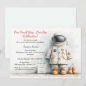 Invitation Bébé astronaute 1er anniversaire fête (Devant / Derrière)