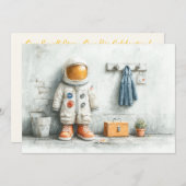 Invitation Bébé astronaute 1er anniversaire fête (Devant / Derrière)