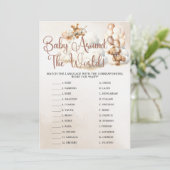 Invitation BÉBÉ AUTOUR DU MONDE Baby shower Jeu mignon ours (Debout devant)