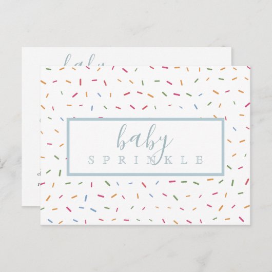 Invitation bébé avec paillettes colorées pour une  (Devant / Derrière)