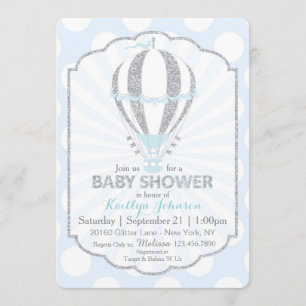 Invitation Bébé Baby shower à air chaud Bleu