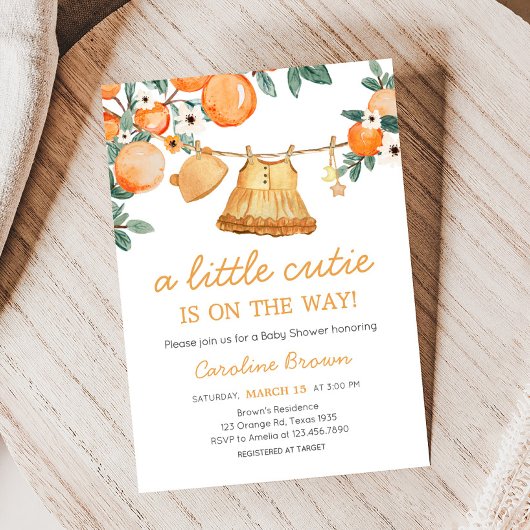 Invitation Bébé Baby shower de fruits orange