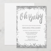 Invitation Bébé Baby shower de Parties scintillant d'argent b (Devant / Derrière)