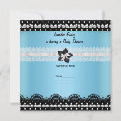 Invitation Bébé Baby shower mignon Garçon bleu Black Spot 2 (Dos)