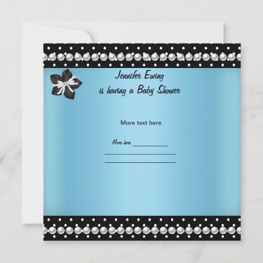 Invitation Bébé Baby shower mignonne Garçon bleu Pram noir (Dos)