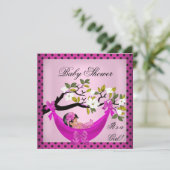 Invitation Bébé Baby shower mignonne Hamac rose (Debout devant)