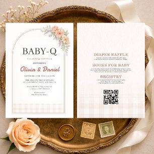 Invitation bébé BabyQ BBQ Gingham pour Baby Shower