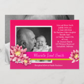 Invitation Bébé Baptême Fuschia Pink Lotus Bloom (Devant / Derrière)