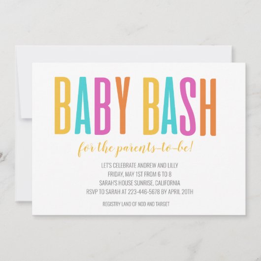 Invitation Bébé Bash (Devant)