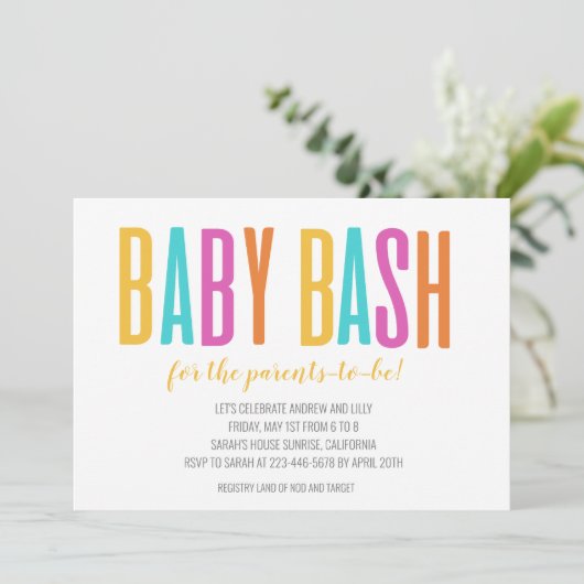 Invitation Bébé Bash (Debout devant)