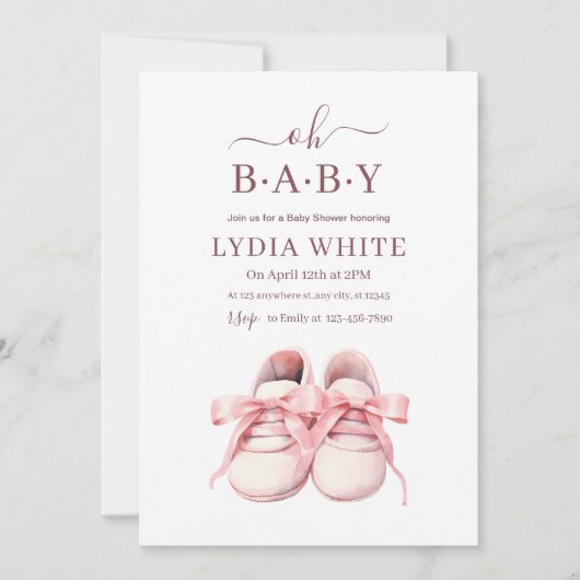 Invitation Bébé Basket Baby shower Invitation, Bébé fille (Devant)