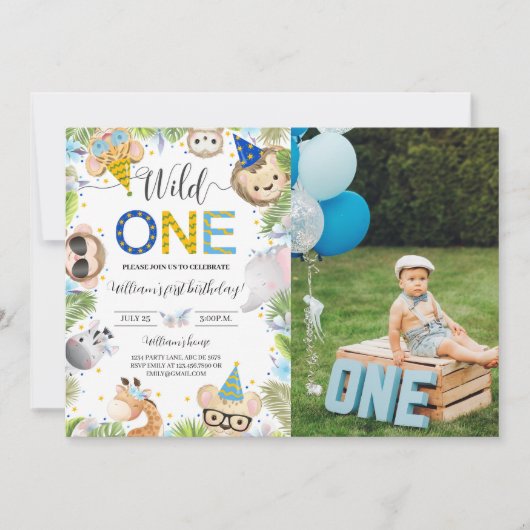 Invitation Bébé Bébé Animaux mignons Sauvage Une photo (Devant)