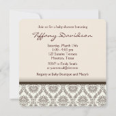 Invitation Bébé Bébé Bleu Brown Damas bébé Garçon Douche (Dos)