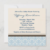 Invitation Bébé Bébé Bleu Brown Damas bébé Garçon Douche (Dos)
