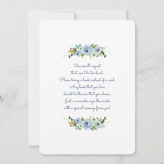 Invitation Bébé bébé bleu fleuri douche de bébé (Dos)