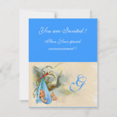 Invitation BÉBÉ BÉBÉ EN STORK BLEUE MONOGRAMME DE DOUCHE rose (Dos)