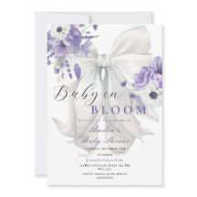 Bébé blanc en fleur Baby shower floral violet